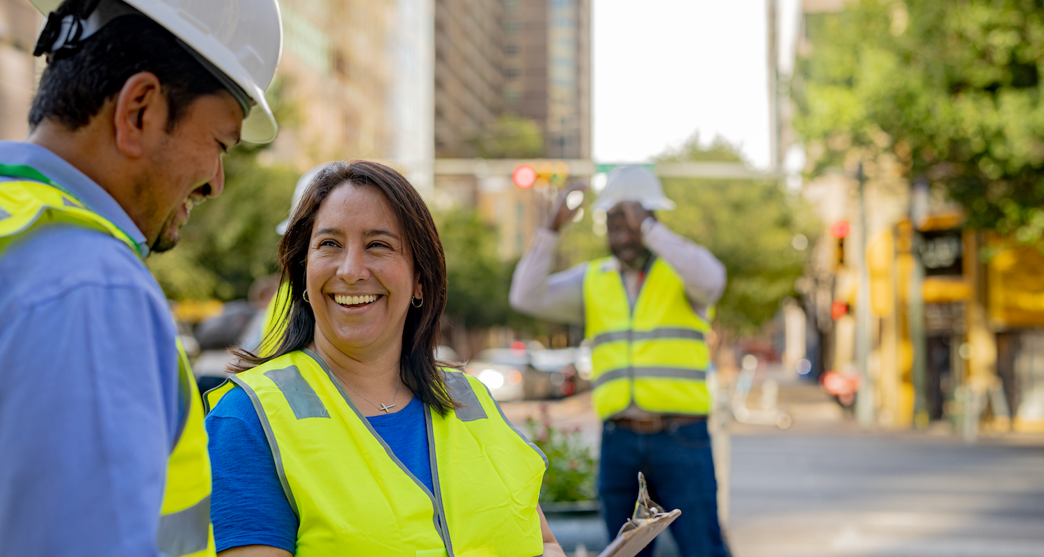 Image of ATP employees in hard hats and safety vests.