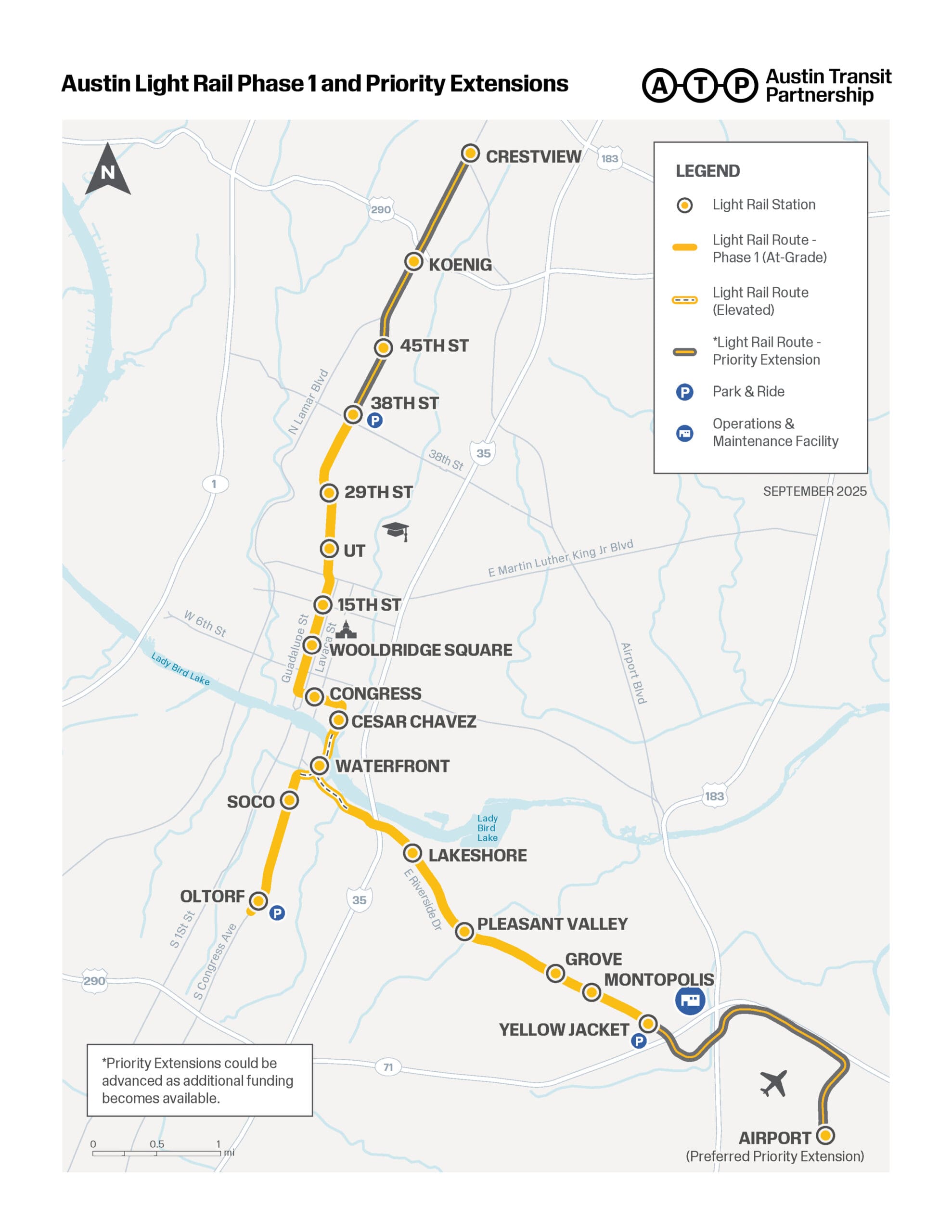 Austin Light Rail Map September 2025