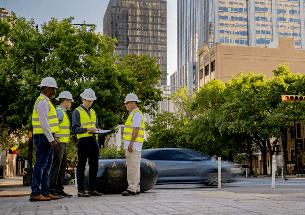 Construction team discussing plans